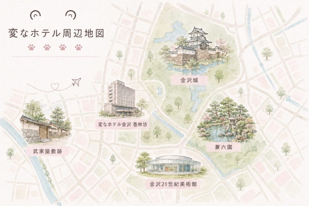 変なホテル金沢香林坊周辺地図